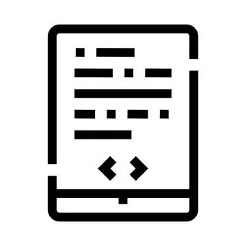 Tablet displaying coding script and software development icon Stock Illustration