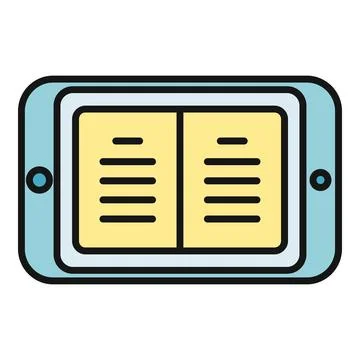 Tablet displaying content on screen like open book Stock Illustration