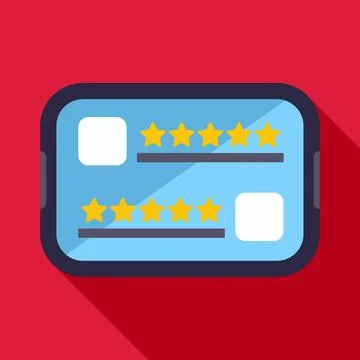 Tablet displaying customer review ratings and star feedback Illustrazione stock