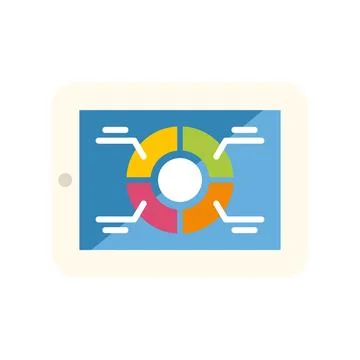 Tablet displaying data analysis pie chart infographic Illustrazione stock