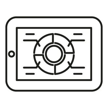 Tablet displaying data analytics chart and business infographic Illustrazione stock