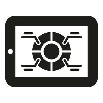 Tablet displaying data analytics digital pie chart Stock Illustration