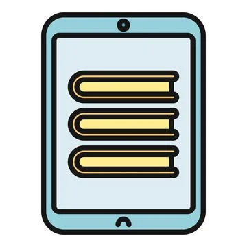 Tablet displaying digital books for online reading and learning Stock Illustration