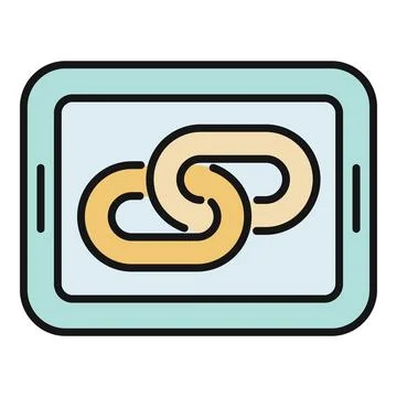 Tablet displaying digital chain link connection icon Stock Illustration