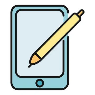 Tablet displaying digital drawing with stylus pen Illustrazione stock