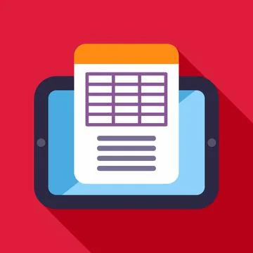 Tablet displaying digital spreadsheet data document report Stock Illustration