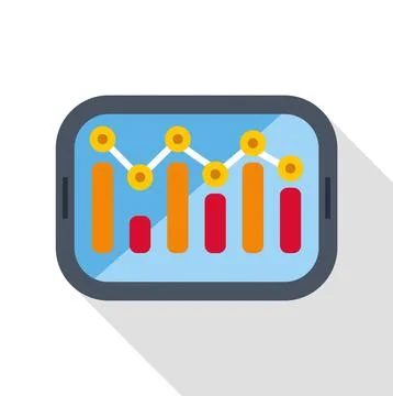 Tablet displaying financial data analysis bar chart Stock-Illustration
