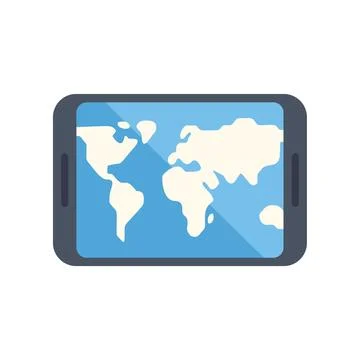 Tablet displaying global world map illustration Illustrazione stock