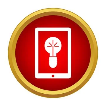 Tablet displaying light bulb icon for digital idea generation Stock Illustration