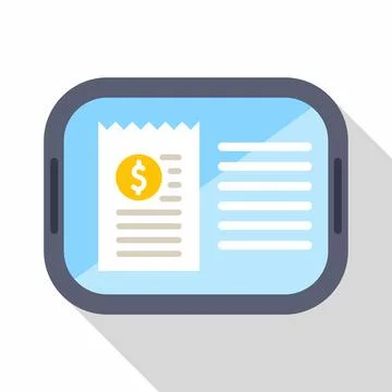 Tablet displaying online payment digital receipt bill icon Stock Illustration