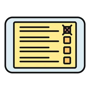 Tablet displaying online poll survey questionnaire feedback Stock-Illustration