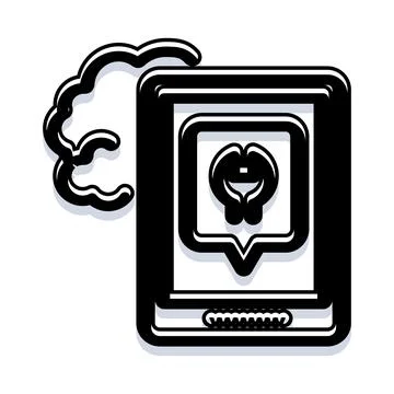 Tablet displaying social media message from cloud 스톡 일러스트