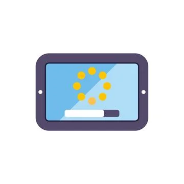 Tablet displaying software update loading progress bar Stock Illustration