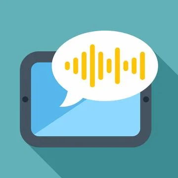 Tablet displaying voice message audio sound wave communication Illustrazione stock