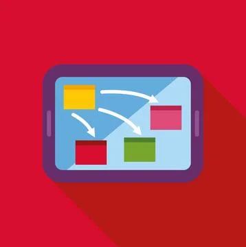 Tablet displaying workflow planning and strategy flowchart Stock Illustration