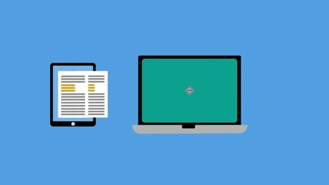 Tablet document and laptop with cyber badge animation Stock Footage 335103570