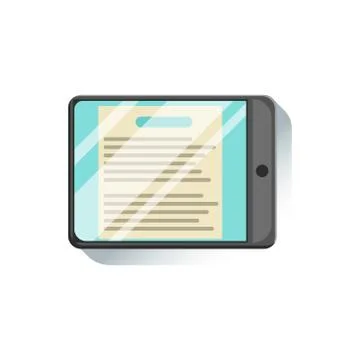 Tablet With Document To Read On Screen Office Worker Desk Element, Part Of Stock Illustration
