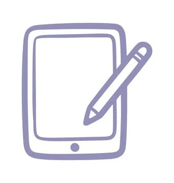Tablet doodle icon. Vector doodle illustration icon isolated on white bg Stock Illustration