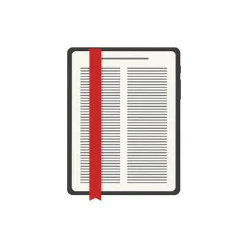 Tablet e-book on white background in flat Stock Illustration