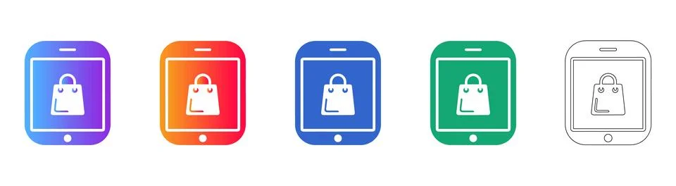 Tablet E Commerce Shopping Icons Stock Illustration