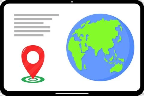 Tablet with earth and maps icon inside Stock Illustration