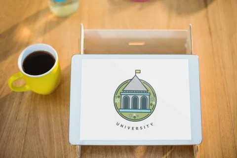 Tablet with education icon on the screen Stock Photos
