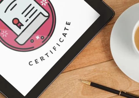 Tablet with education icon on the screen Foto stock