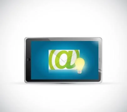Tablet email and light bulb illustration design 库存插图