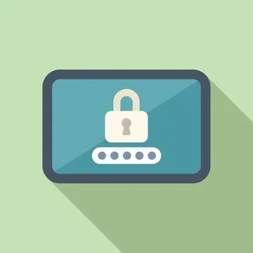 Tablet enter passcode icon flat vector. Access computer Illustrazione stock