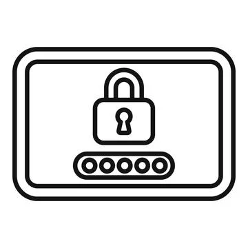 Tablet enter passcode icon outline vector. Access computer Stock Illustration