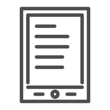 Tablet ereader line icon. Digital tablet with text vector illustration isolated Stock Illustration
