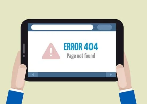 Tablet error 404 minimalistic illustration of a tablet computer with a run... Stock Photos