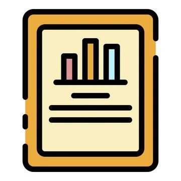 Tablet finance graph icon color outline vector Stock Illustration