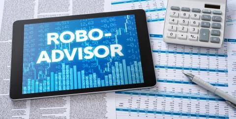 A tablet with financial documents - Robo-advisor Stock Photos