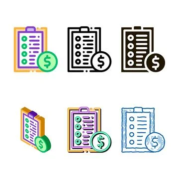 Tablet financial list forms and coin dollar vector icon Stock Illustration