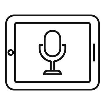 Tablet flash screen recording icon, outline style Illustrazione stock