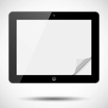 Tablet with Folding Paper Corner Stock Illustration
