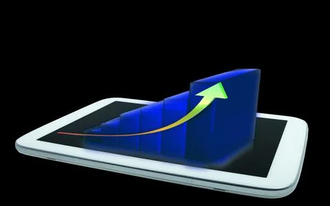 Tablet with forex chart on office desktop. Technology and trade concept Stock Photos