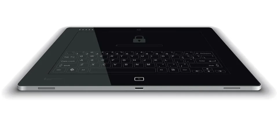 Tablet Frontal View Horizontal Surface Stock Illustration