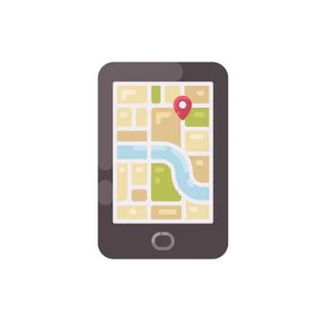 Tablet with a GPS map on screen flat icon Stock Illustration