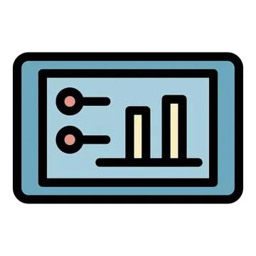 Tablet graph chart icon color outline vector Illustrazione stock