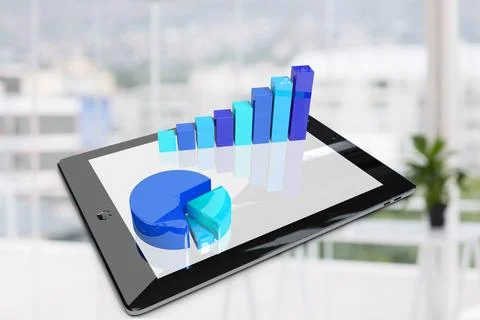 Tablet with graphics blue tones Stock Photos