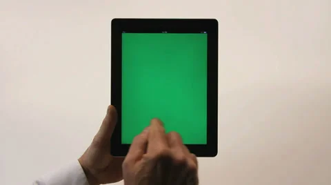 TABLET WITH GREENSCREEN GESTURES Stock Footage 35349825