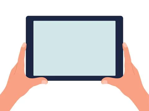Tablet in hand with a blank screen on a white isolated background. Stock Illustration