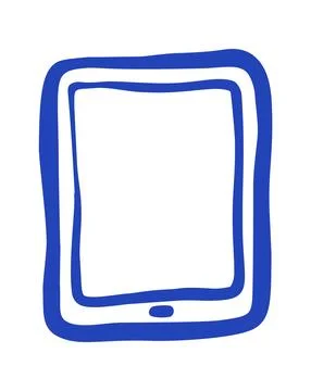 Tablet hand drawn doodle. Vector doodle illustration icon isolated on white b Stock Illustration