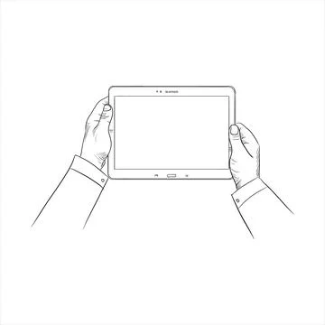 Tablet in hand flat illustration. Stockillustratie
