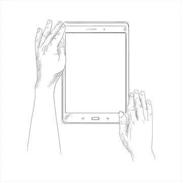 Tablet in hand flat illustration. Stockillustratie