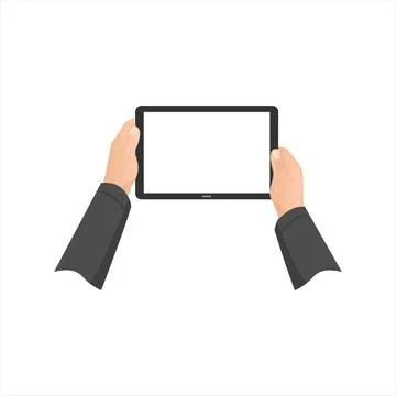 Tablet in hand flat illustration. Illustration