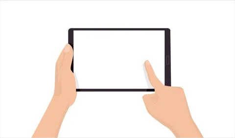 Tablet in hand flat illustration. Иллюстрация