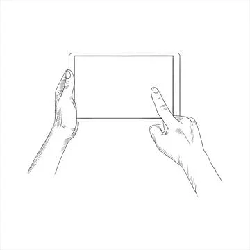 Tablet in hand flat illustration. Stockillustratie